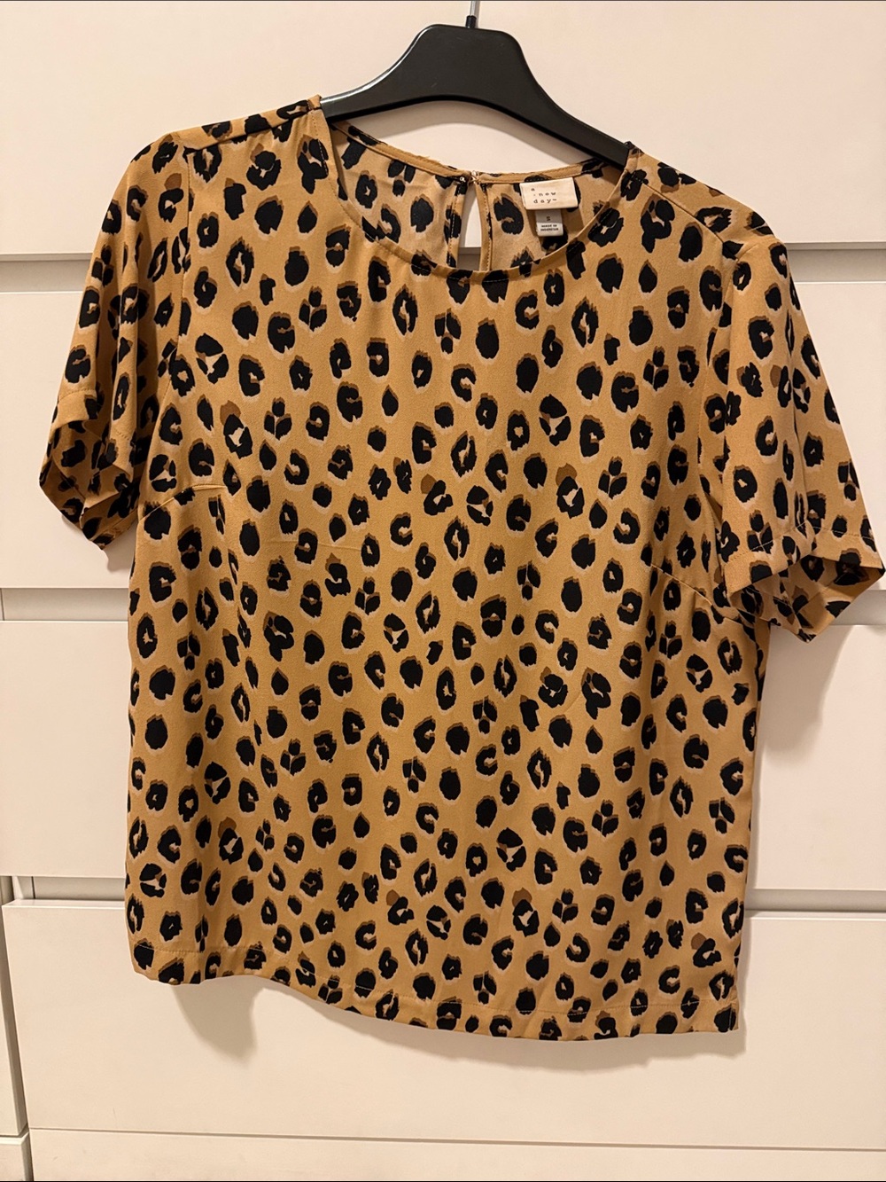 A New Day Leopard Print Short Sleeve Top - Size Small